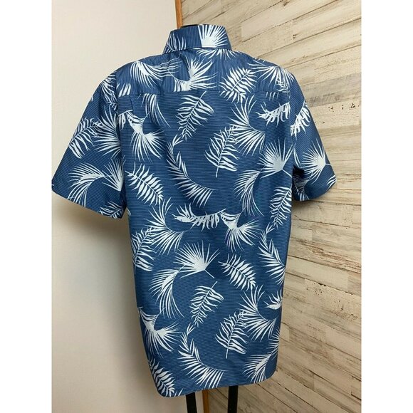 Chaps Men's Casual Blue Floral Hawaiian Short Sleeve Shirt Sz. M - Picture 2 of 4